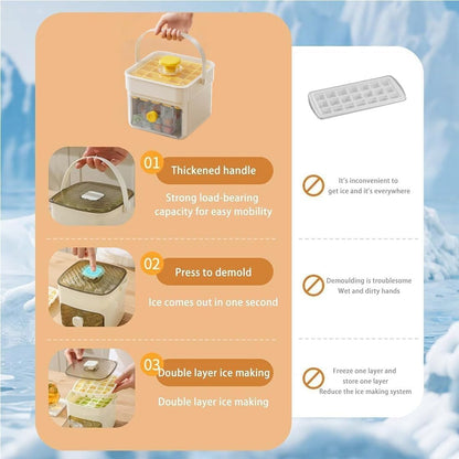 48-Cube Press Release Ice Maker Tray with Lid & Storage Bin