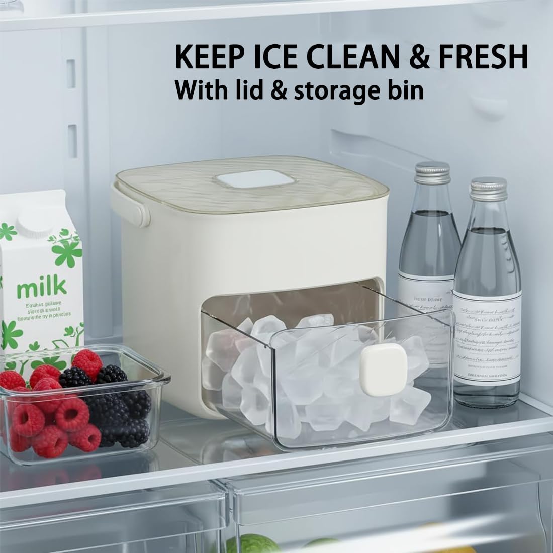 48-Cube Press Release Ice Maker Tray with Lid & Storage Bin