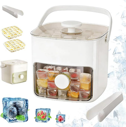 48-Cube Press Release Ice Maker Tray with Lid & Storage Bin