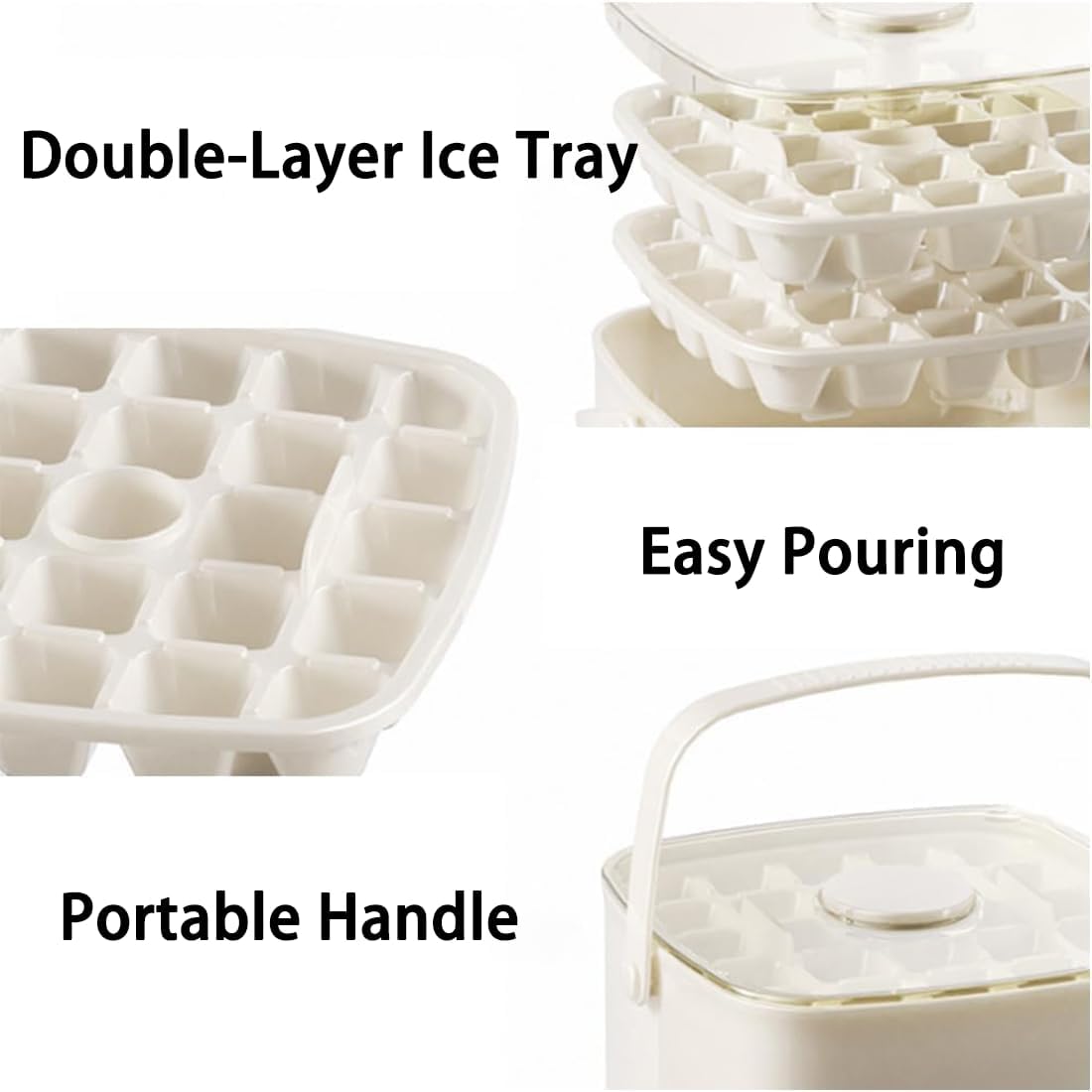 48-Cube Press Release Ice Maker Tray with Lid & Storage Bin