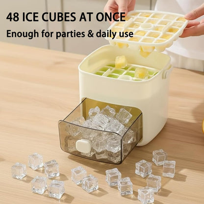 48-Cube Press Release Ice Maker Tray with Lid & Storage Bin