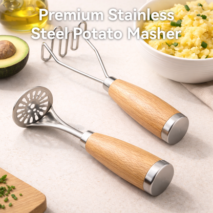 ✨𝑷𝒓𝒆𝒎𝒊𝒖𝒎 𝑺𝒕𝒂𝒊𝒏𝒍𝒆𝒔𝒔 𝑺𝒕𝒆𝒆𝒍 𝑷𝒐𝒕𝒂𝒕𝒐 𝑴𝒂𝒔𝒉𝒆𝒓 𝒘𝒊𝒕𝒉 𝑬𝒓𝒈𝒐𝒏𝒐𝒎𝒊𝒄 𝑾𝒐𝒐𝒅𝒆𝒏 𝑯𝒂𝒏𝒅𝒍𝒆 – 𝑯𝒆𝒂𝒗𝒚 𝑫𝒖𝒕𝒚 𝑲𝒊𝒕𝒄𝒉𝒆𝒏 𝑻𝒐𝒐𝒍 𝒇𝒐𝒓 𝑺𝒎𝒐𝒐𝒕𝒉 𝑴𝒂𝒔𝒉𝒆𝒅 𝑷𝒐𝒕𝒂𝒕𝒐𝒆𝒔