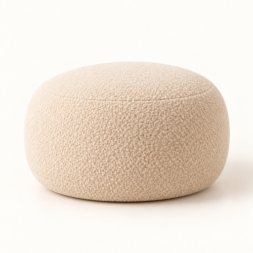 Milo Bouclé Round Ottoman