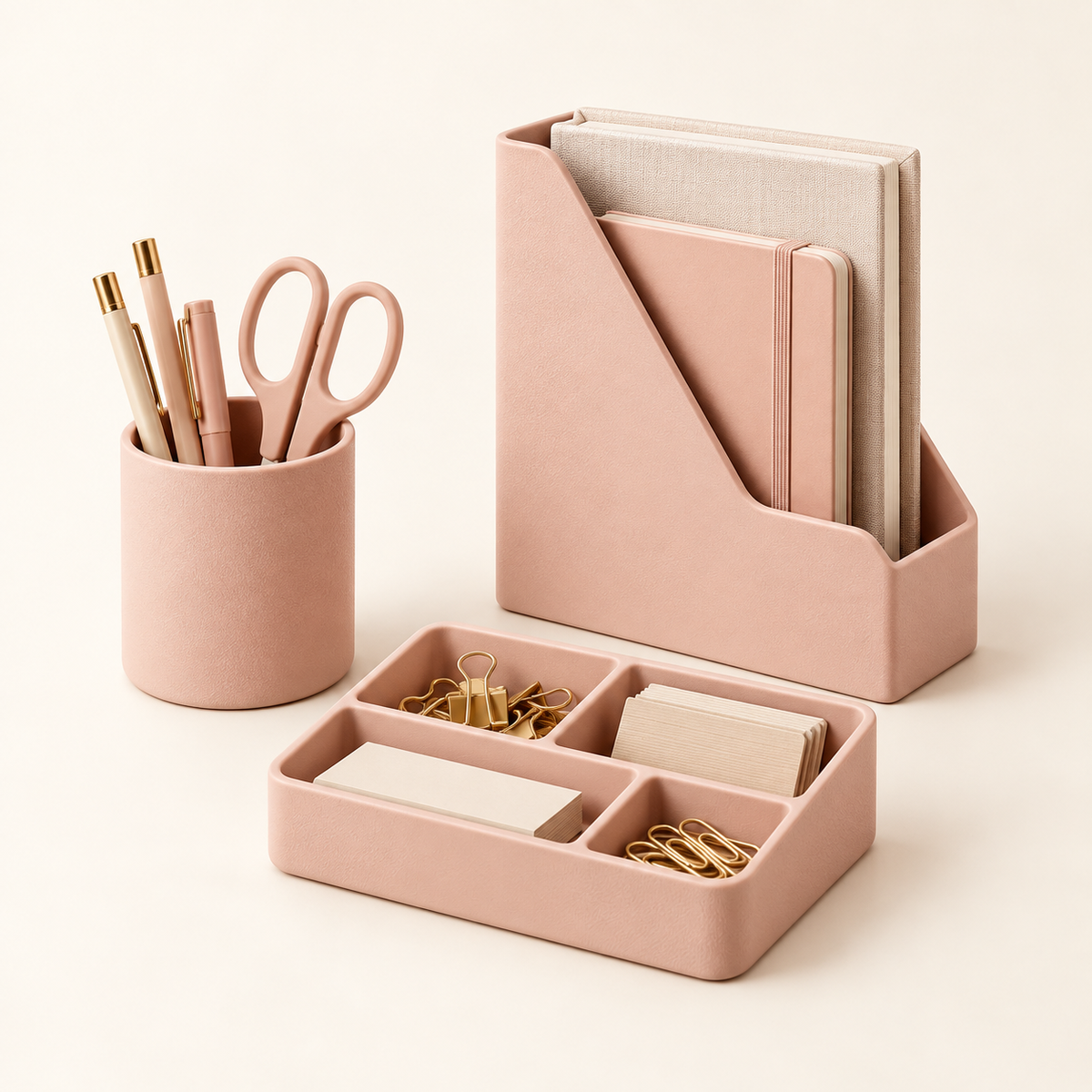 Blush Desk Organizer Set